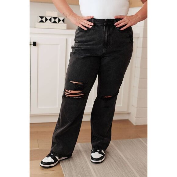 NWT Judy Blue 18W Susannah High Rise Rigid Magic 90s Distressed Straight Jeans - Picture 6 of 8